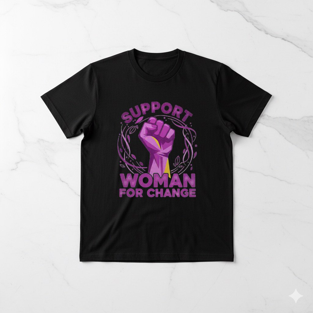 Short Sleeve Support Woman For Change New Designed T-Shirt