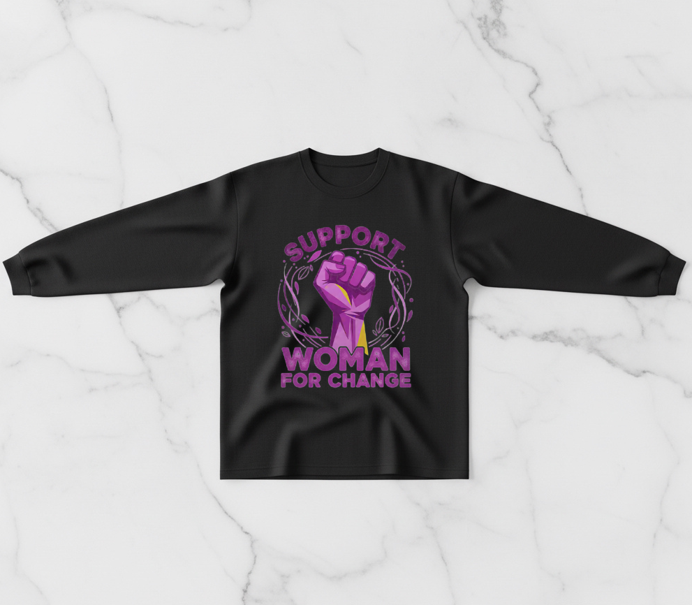 Long Sleeve Support Woman For Change New Designed T-Shirt